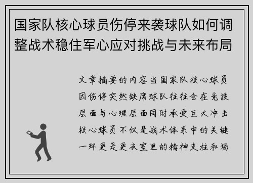 国家队核心球员伤停来袭球队如何调整战术稳住军心应对挑战与未来布局